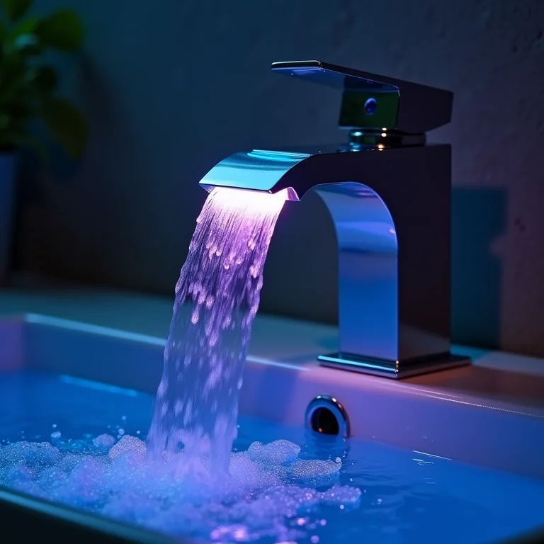 Torneira cascata com LED multicolorido