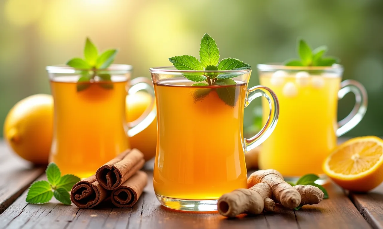 Três variações do chá de canela, gengibre e limão.