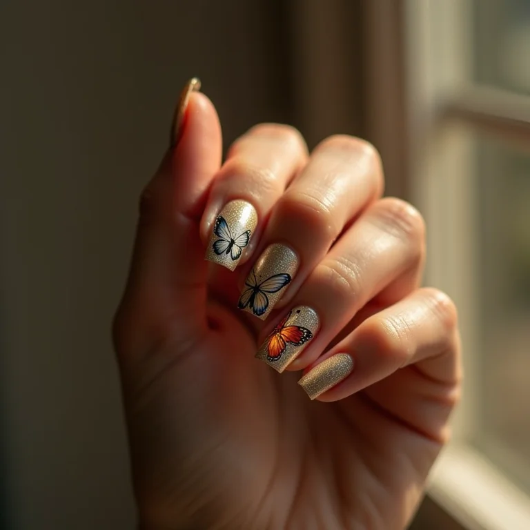 Unhas decoradas com borboletas que expressam a individualidade