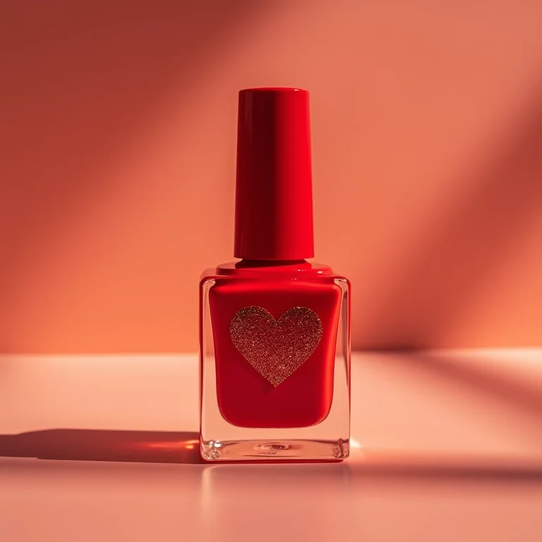 Unhas vermelhas clássicas com glitter dourado