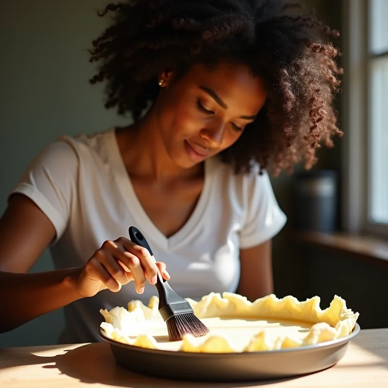 Untando a frigideira para crepe