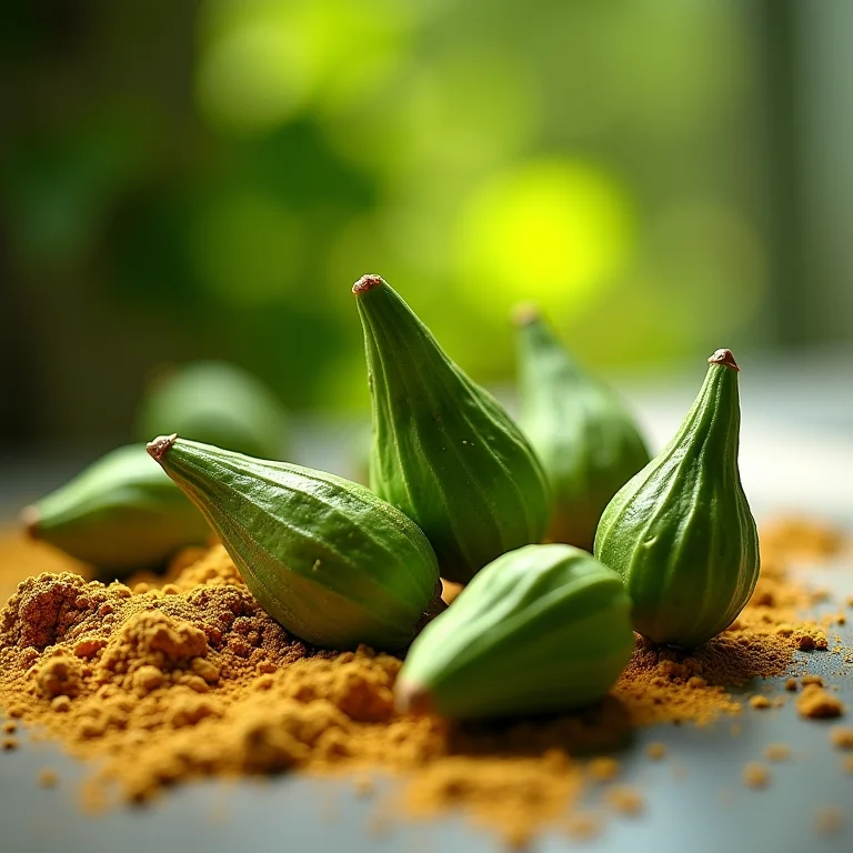 Vagens de cardamomo verdes e pó de cardamomo.