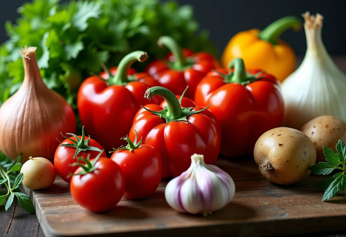 Culinária Húngara: As verduras secretas que dão um toque especial Variedade colorida de vegetais húngaros frescos.