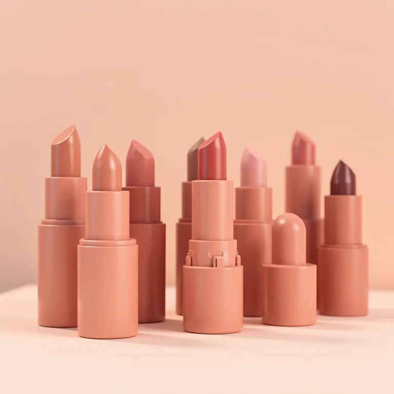 Variedade de batons nude em diferentes tons