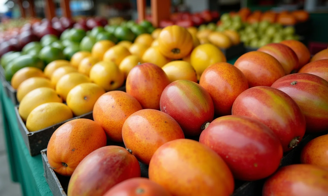 Variedade de maracujás frescos para escolher.