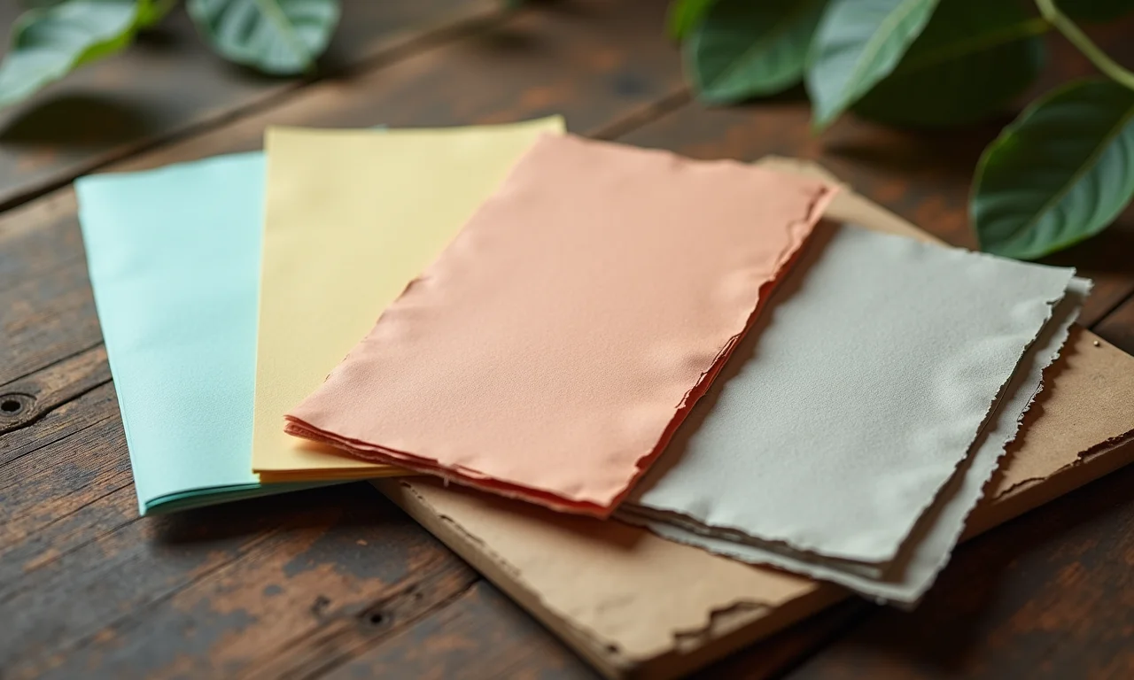 Variedade de papéis para envelopes.