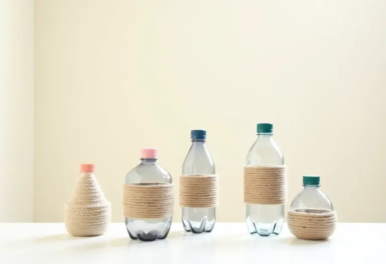 Vaso de garrafa pet decorado com barbante, ideias criativas e econômicas