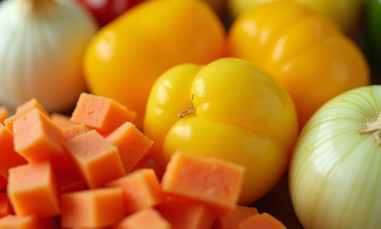 Vegetais frescos cortados com precisão.