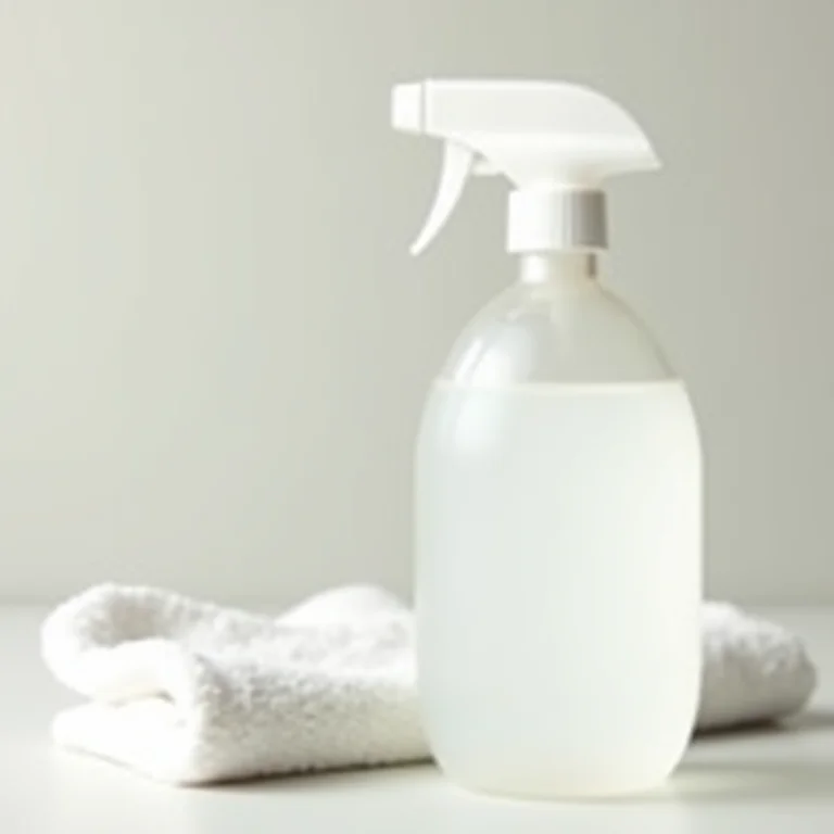 Vinagre branco em um frasco de spray, pronto para a limpeza.