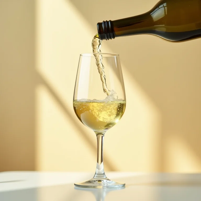 Vinho branco seco sendo servido em taça