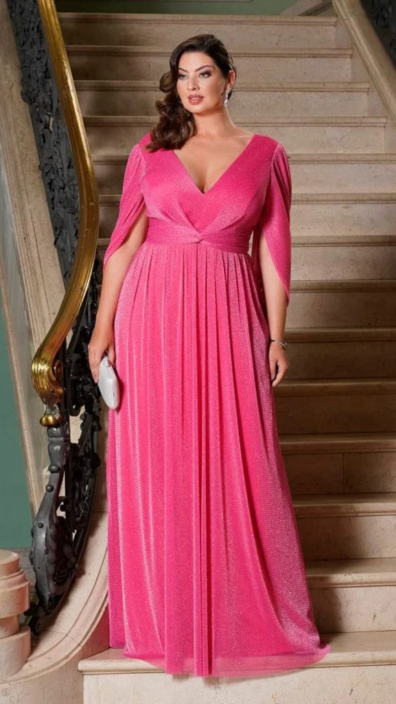 Vestido de Festa Plus Size Manga