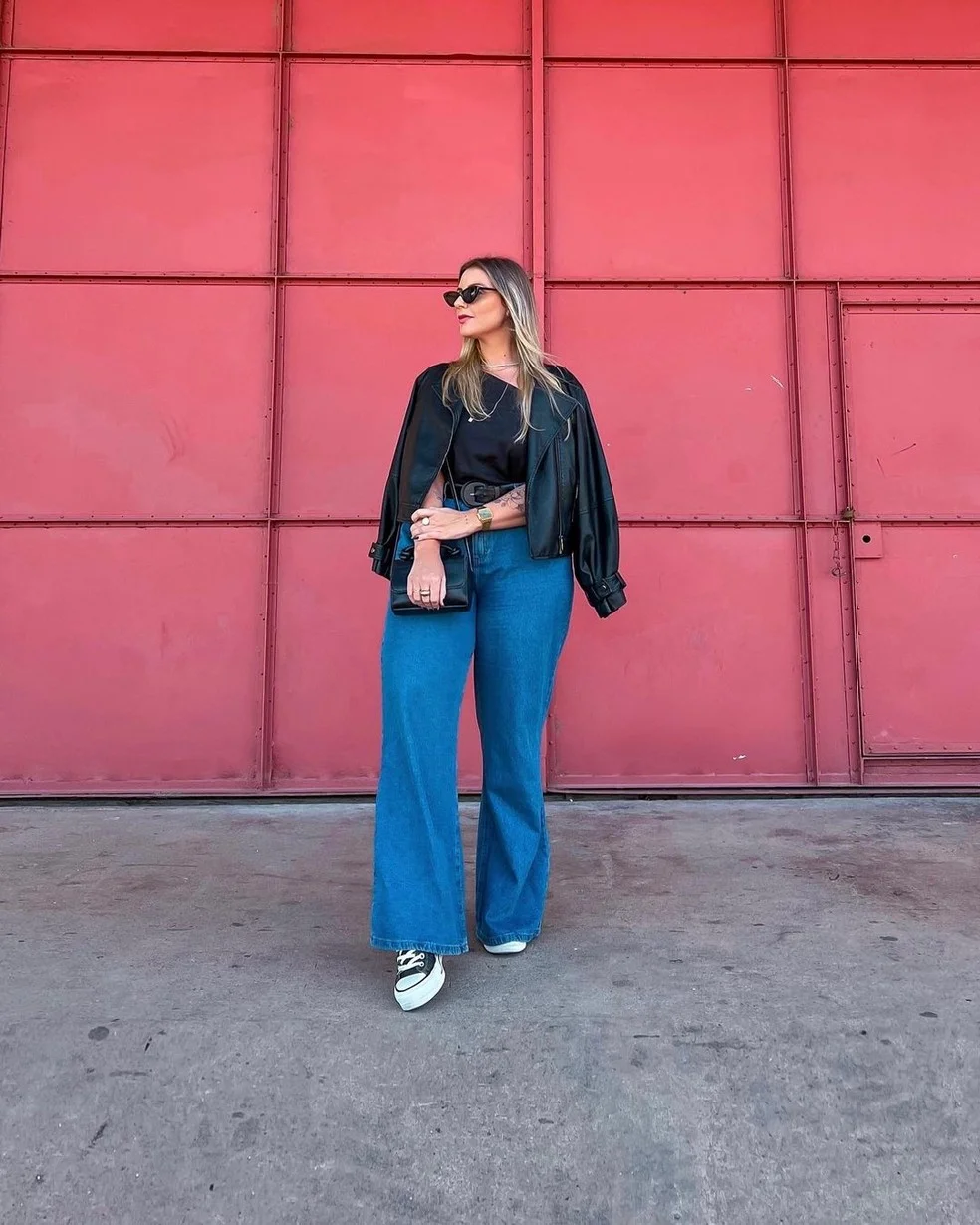 looks com calça wide leg tendência - referência 9