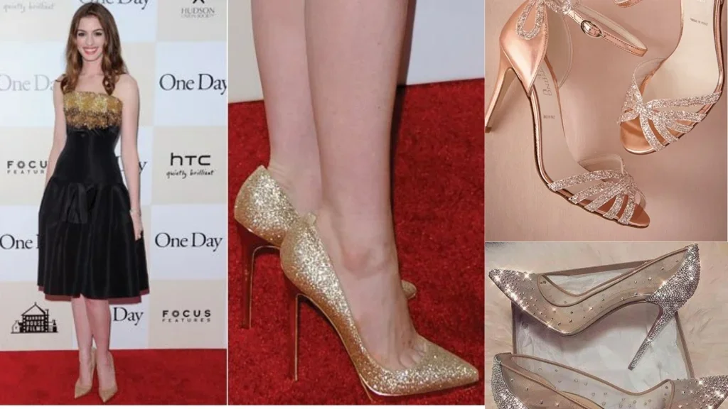 o sapato com o vestido de festa