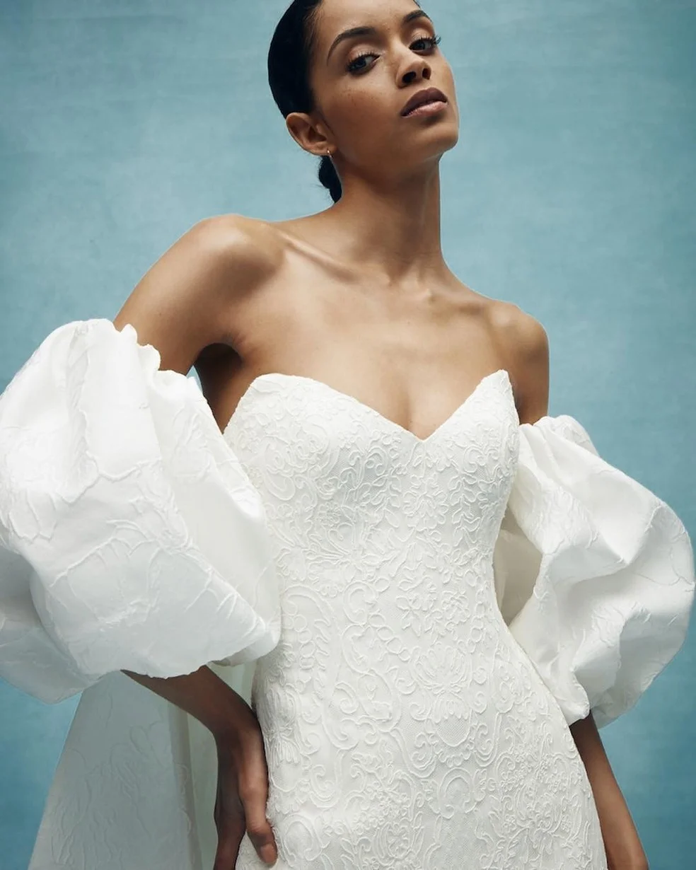 moda bridal são as mangas bufantes