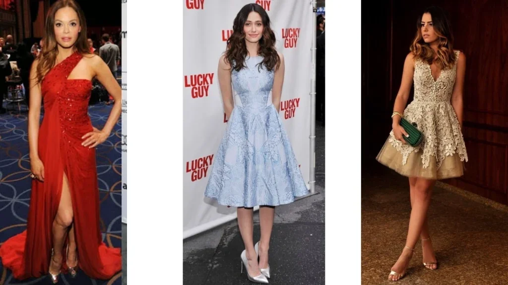 o sapato com o vestido de festa