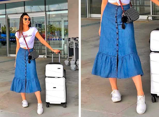 Saia midi com tênis: 17 formas