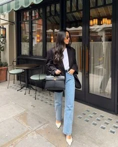 blazer preto feminino alongado looks - referência 7