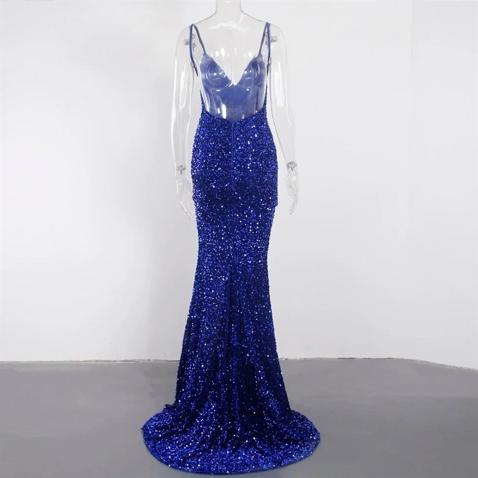 China OEM Sparkly Blue Formal Dress