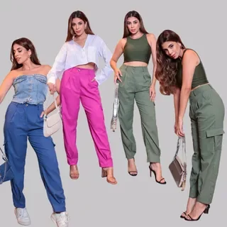 calca cargo feminina larga - referência 3
