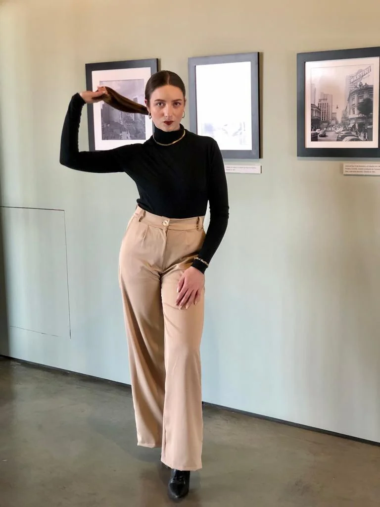 como usar calca alfaiataria bege - referência 15