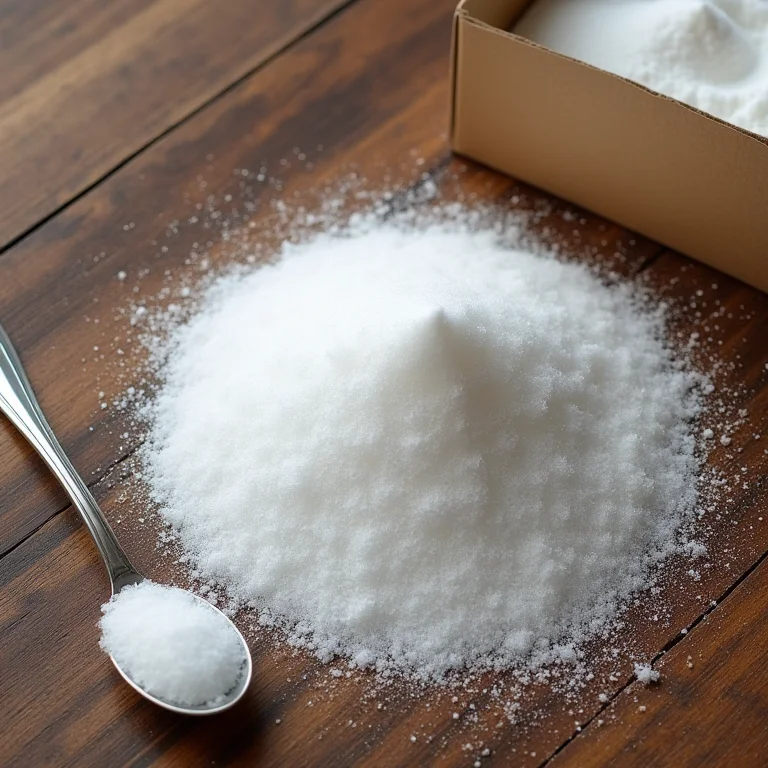 Açúcar refinado em close.