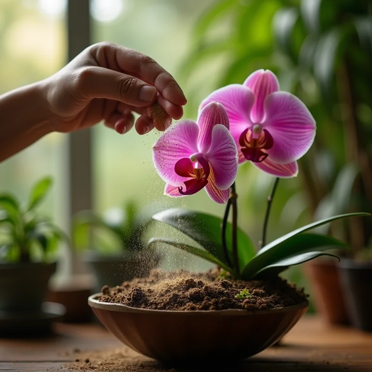 Adubando orquídea com fertilizante