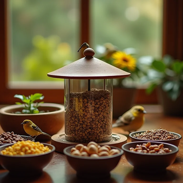 Alimentador de pássaros cheio de sementes de girassol.