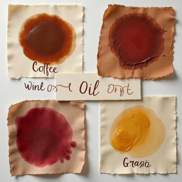 Amostras de tecido com diferentes tipos de manchas