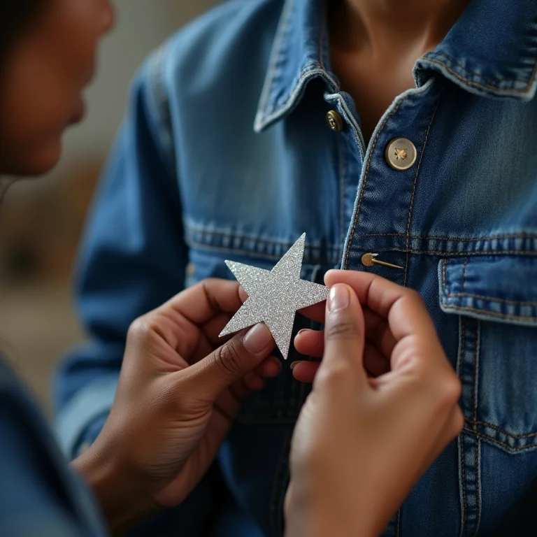 Aplique de estrela em EVA para customizar jaqueta jeans