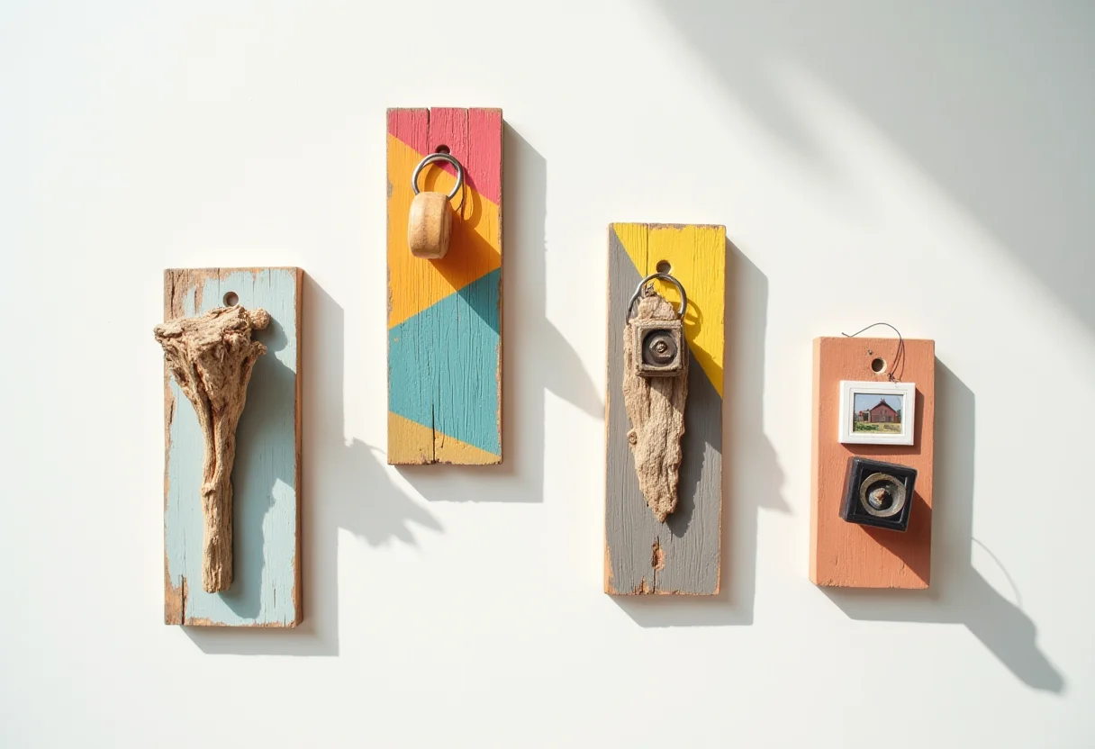 Porta Chaves com Madeira Reciclada: Ideias Incríveis e Sustentáveis Arranjo de porta-chaves feitos com madeira reciclada