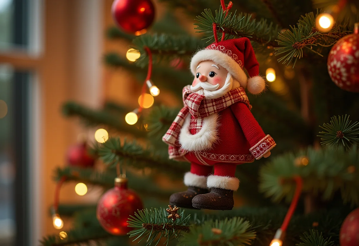 Molde de Papai Noel em EVA: 5 Ideias Criativas (e Fáceis!) Árvore de Natal decorada com enfeites de Papai Noel em EVA