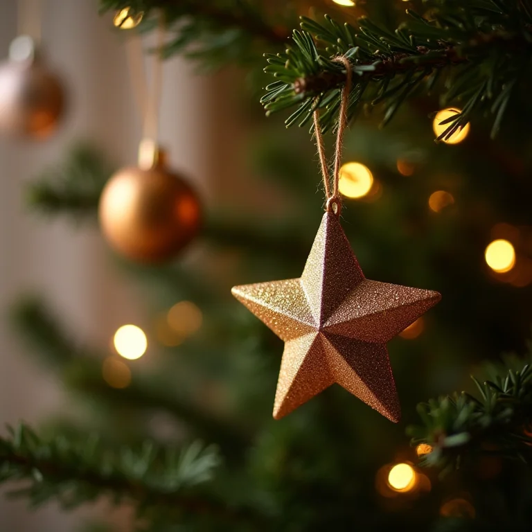 Árvore de Natal decorada com estrelas artesanais