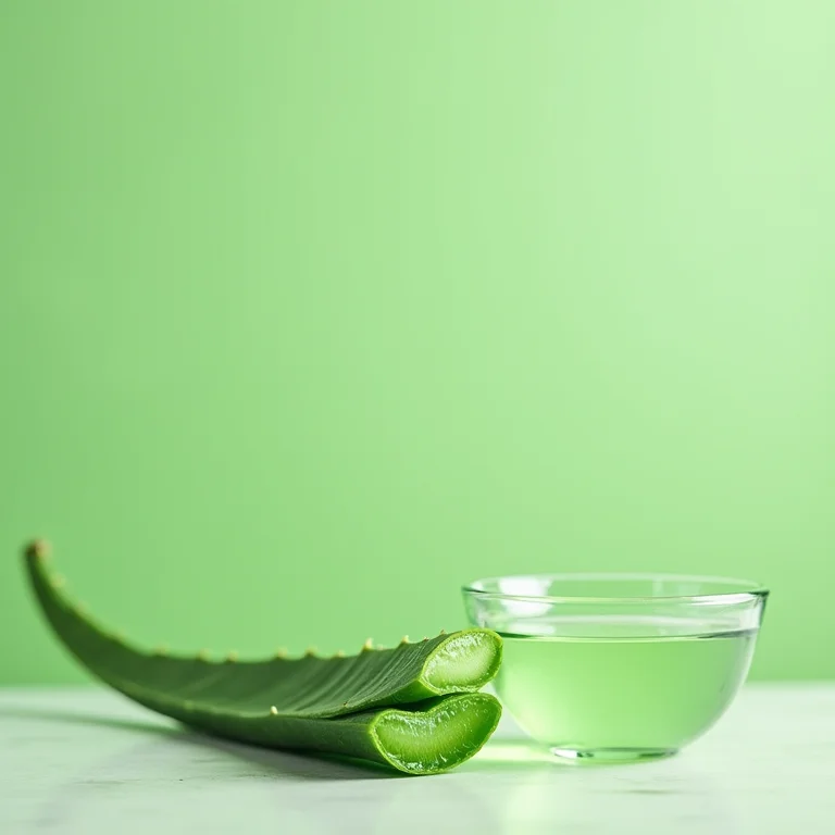 Babosa (Aloe Vera) fresca e gel em recipiente de vidro