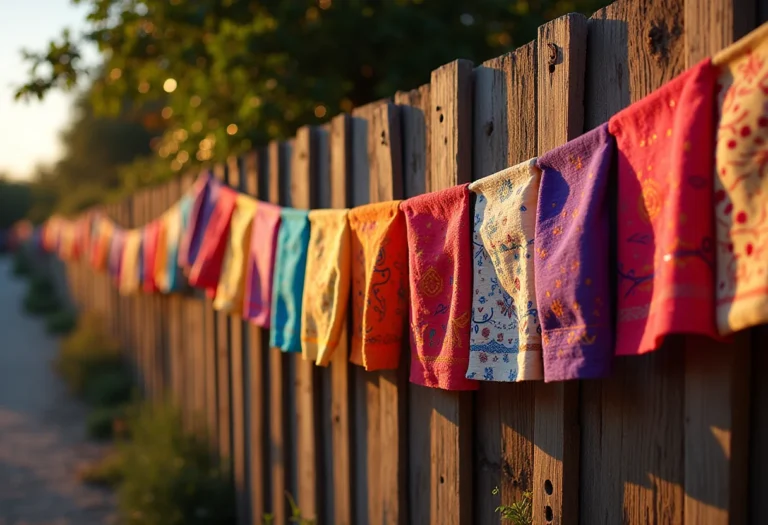 Bandeirinhas de tecido coloridas decorando festa junina