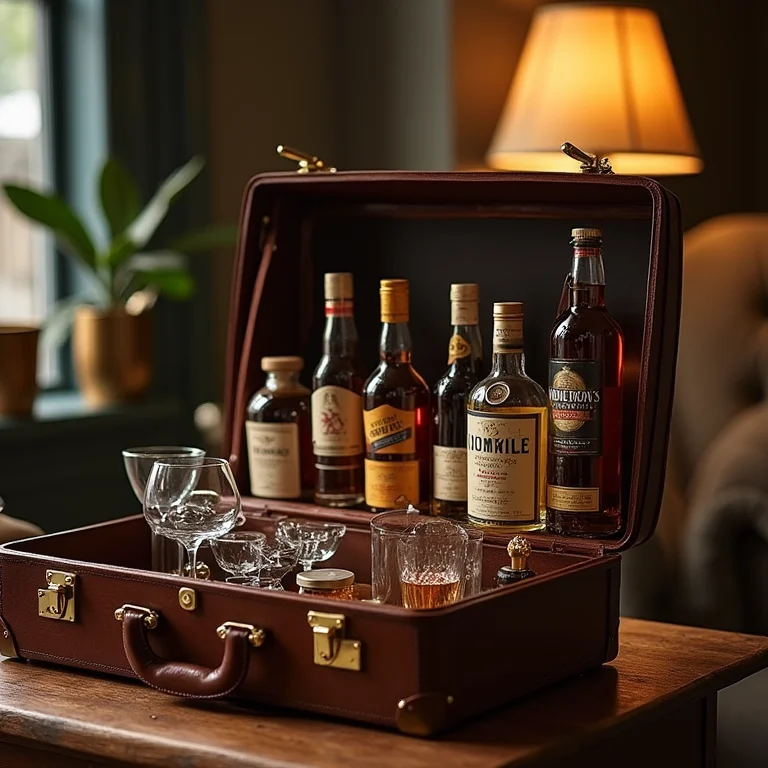 Bar retrô feito com mala antiga