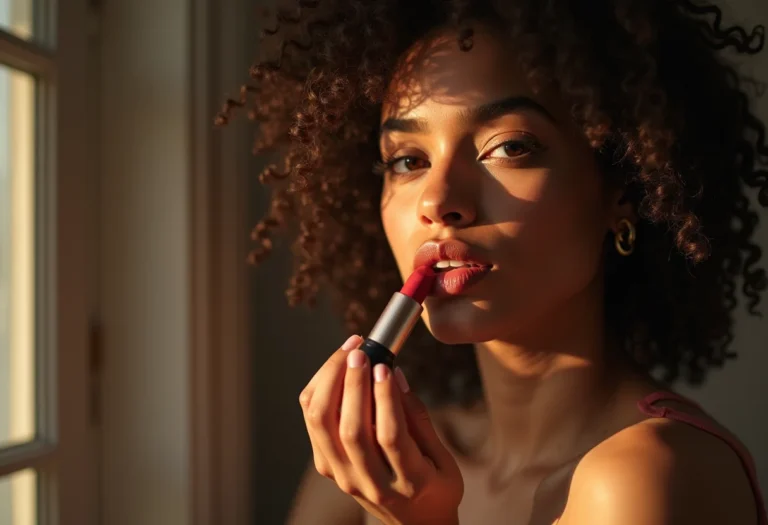 Batom nude aumentando os lábios