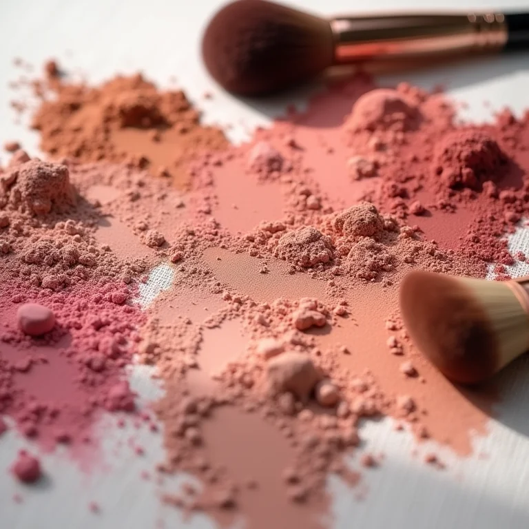 Blushes em pó em tons rosados, pêssego e bronze.