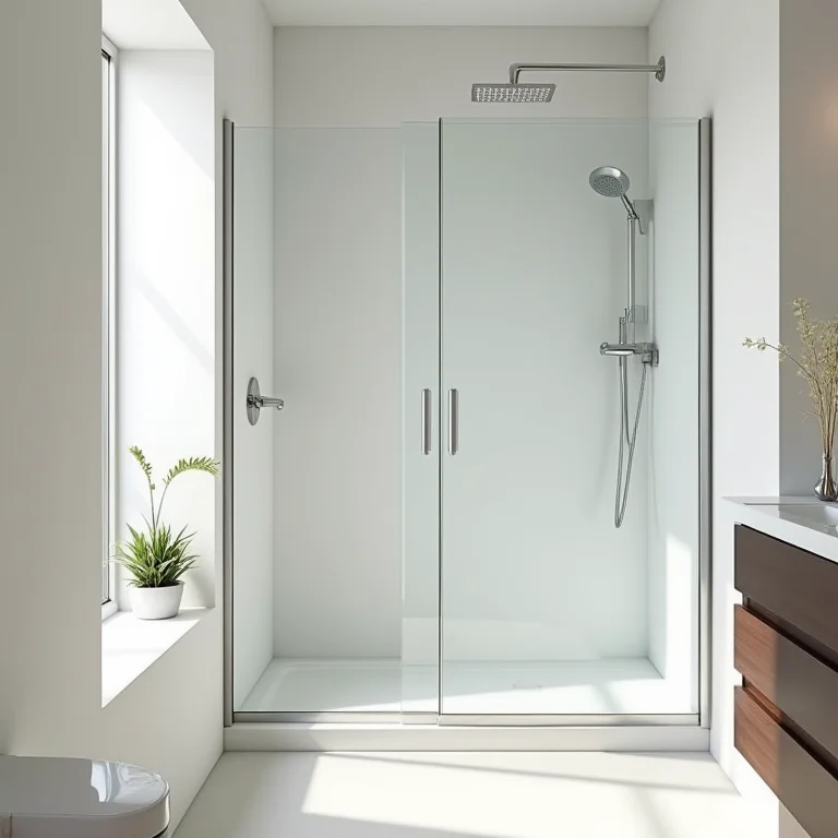 Box articulado com porta de vidro transparente para banheiro pequeno