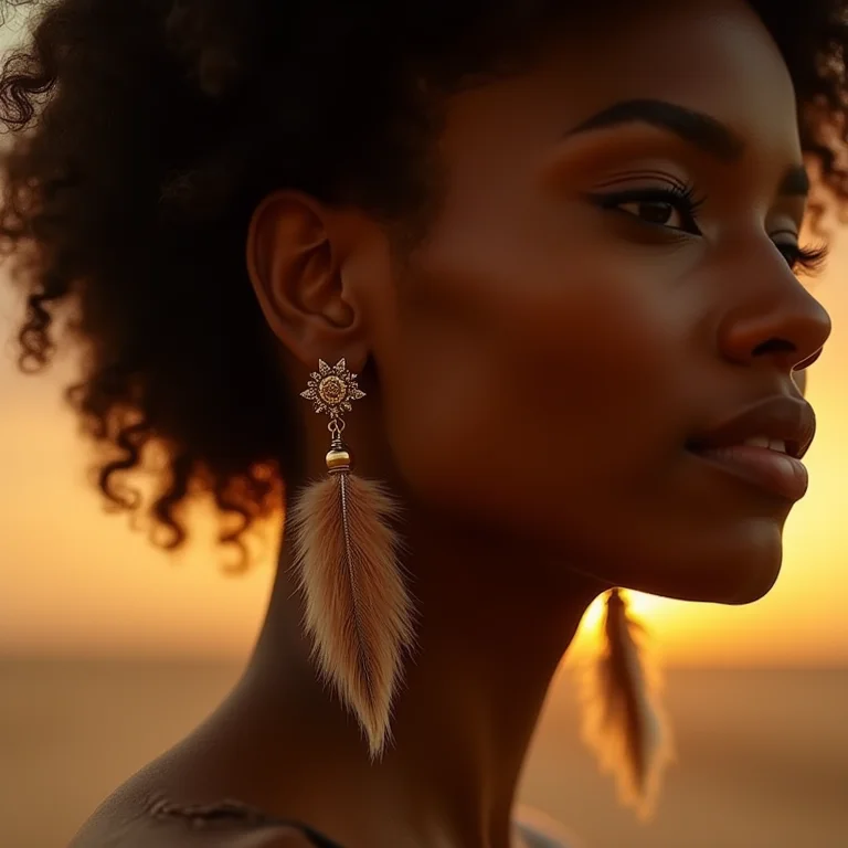 Brincos de pena e franja, estilo boêmio