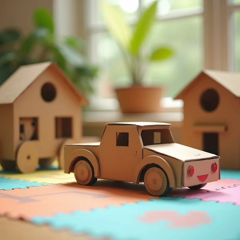 Brinquedos criativos feitos com caixas de papelão.