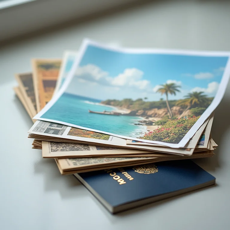 Brochuras de viagem e passaporte