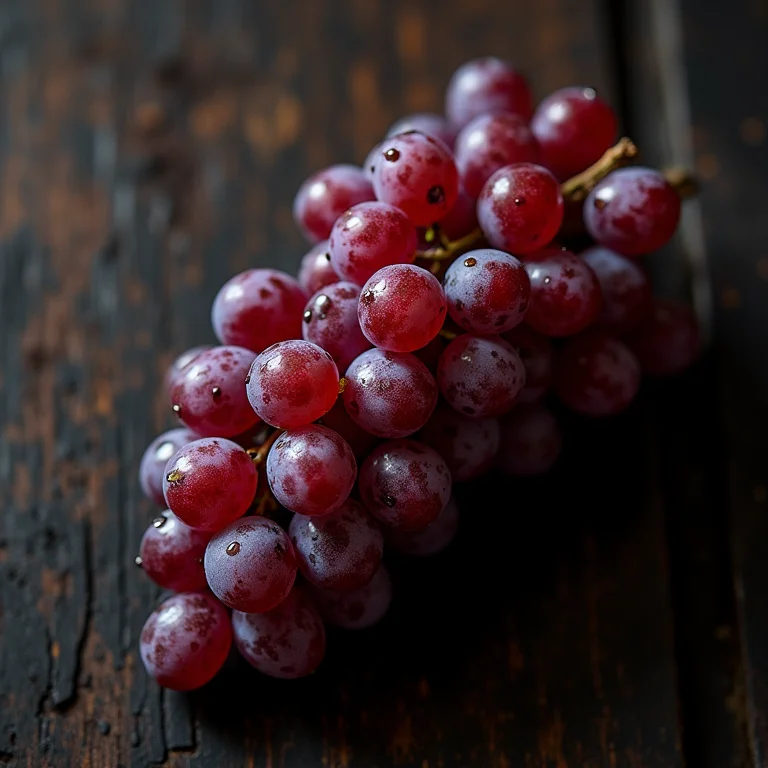 Cacho de uvas frescas com gotas de água