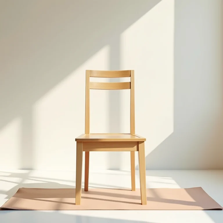 Cadeira e colchonete de yoga preparados para flexão para frente sentada