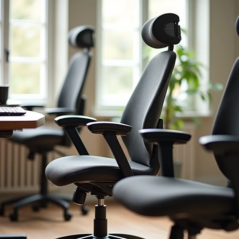 Cadeiras ergonômicas para artesãos com suporte lombar.