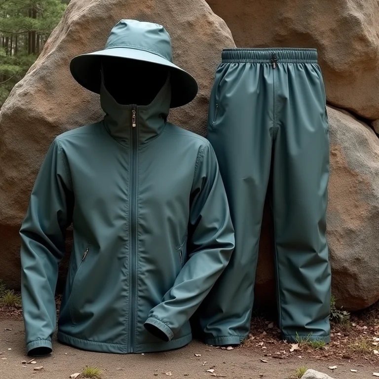 Camada de proteção para caminhada: casaco impermeável e calças