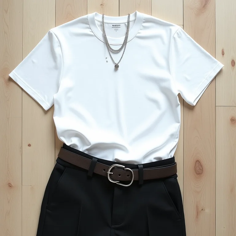 Camiseta de algodão orgânico da marca KING55 combinada com calça de alfaiataria