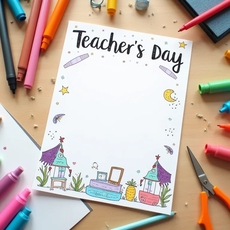 Cartão de Dia dos Professores com desenhos e ilustrações para imprimir