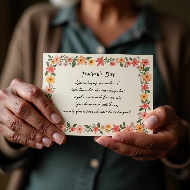 Cartão de Dia dos Professores com mensagem em formato de poema