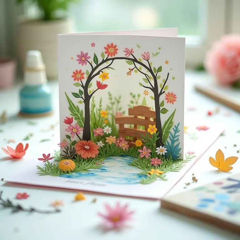 Cartão pop-up jardim secreto