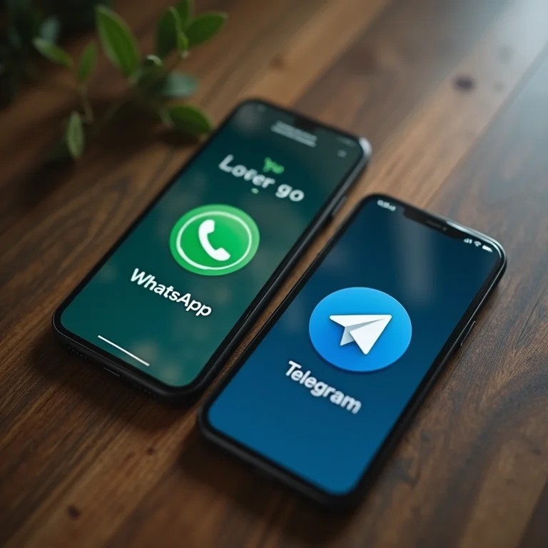 Celulares mostrando interfaces do WhatsApp e Telegram